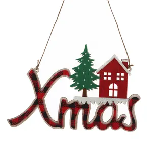 Christmas Welcome Door Hanging Decorations Wooden Letter Sign Santa Claus Gnome Pendant