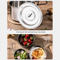 Ensemble de cuisine d'extérieur en acier inoxydable 304, kit de cuisine de camping, casserole, poêle, casserole à soufflet, poignée pliable, résistant à la rouille, léger