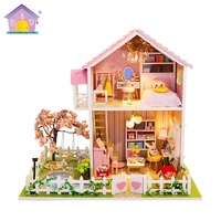 Maison de poupée miniature en bois Hongda, maisons miniatures bon marché, jouets de bricolage