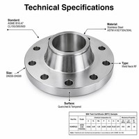 Bride en acier inoxydable ASTM A182 F304 304L, col soudé RF, classe 150 300 600, DN200 DN300 DN400 DN500, trempée, selon ASME B16.47