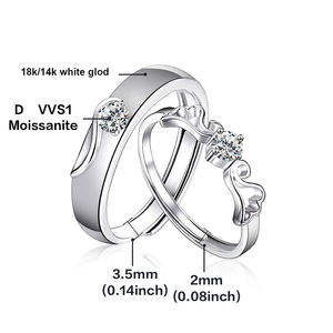 Beste Cadeau Liefde Vogelvleugel Nieuwste Nep Diamanten Trouwring Ontwerpen Trouwringen Paar Set - Product Image 2