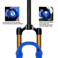 Fourche de suspension de vélo de montagne de 26/27,5/29 pouces, ressort à air commandé à la main, fourche avant pour les courses de vélo de montagne Enduro