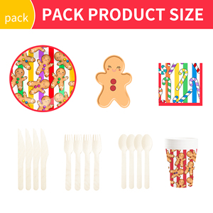 DAMAI - Juego de Platos, Vasos y Servilletas de Papel con Diseño de Hombre de Jengibre Sonriente para Fiestas Navideñas - Product Image 6