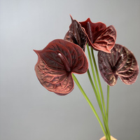 FL-744 Vente en gros de fleurs d'anthurium artificielles en PU au toucher réel, plantes d'anthurium blanches et rouges pour la décoration de mariage, centre de table