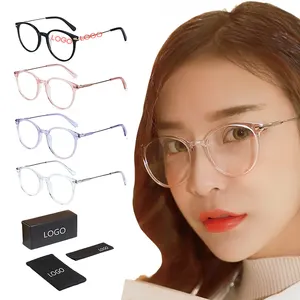 Trends 2024 TR 90 blue block glasses eyeglasses frames customer eye glass eyewear customs retro round glasses for unisex