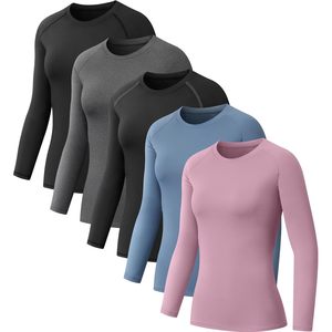 Chemise de compression pour femme NebuKinex, manches longues, séchage rapide, sous-vêtement de sport, haut d'entraînement, t-shirt de yoga et de course à pied - Product Image 1