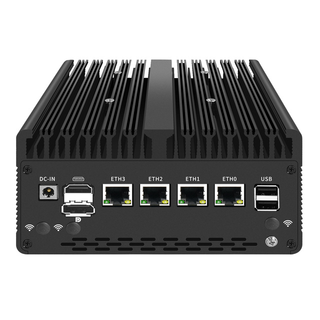 H14-1744NP-4L Fanless Mini PC Intel 12th/13th Gen 4x LAN Networking Appliance Supports DDR5 M.2 NVMe Soft Router Edge Gateway