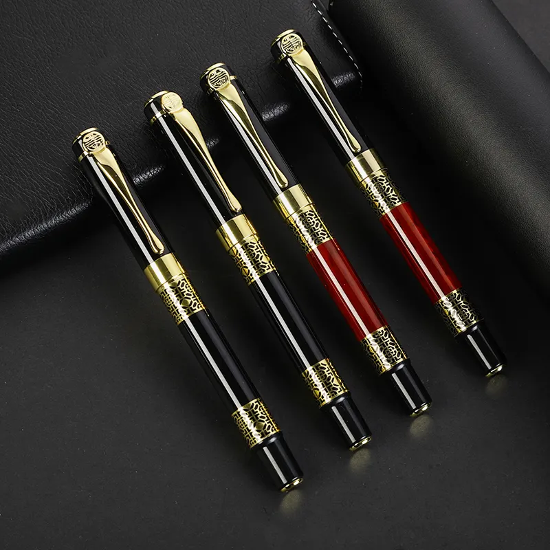 الأكثر مبيعًا الترويجية الرخيصة بالجملة مخصص هدية القلم بندقية سوداء المصنعين شعار محفور أقلام حبر معدنية صينية