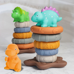 Jouets éducatifs en forme de dinosaures colorés, anneaux empilables, cercles empilés, ensemble de jouets de dentition pour bébé, blocs de construction souples, <span class=keywords><strong>jouet</strong></span> d'empilage en silicone pour enfants - Product Image 3