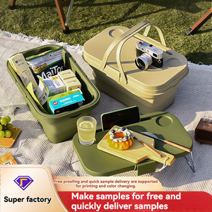 Đa chức năng ngoài trời Đi Bộ Đường Dài cắm trại gấp rửa lưu vực lưu trữ có thể gập lại ráp picnic giỏ bàn với nắp và Khay bảng - Product Image 3