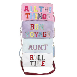 Hot Selling DIY Embroidery Letter Patch Large Capacity Crossbody Bag DIY Custom Letter logo Suede Single Shoulder Travel Bag - Product Image 3