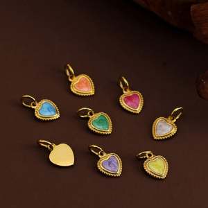 Acero inoxidable esmalte impermeable rojo personalizado oro encanto corazón collar - Product Image 3