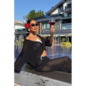 Ensemble jupe en dentelle Jenny pour femme, noir, 2 pièces, col en V profond, découpes, extensible, maillot de bain bikini, tenue de plage - Product Image 4