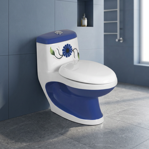 Inodoro de Cerámica de Una Pieza con Sifón, Asiento de Inodoro de Porcelana, Inodoro con Sifón en Forma de P y S en Color Blanco - Product Image 1