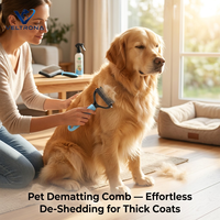 Peigne démêlant double face pour animaux de compagnie, râteau pour sous-四rêches de chiens et chats, outil anti-chute de poils, lames incurvées en acier inoxydable, poignée ergonomique pour démêler les nœuds