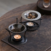 Brûleur d'aromathérapie en fer forgé, brûleur simple pour poudre d'encens et pilules d'encens, brûleur d'huiles essentielles à combustion sèche pour intérieur