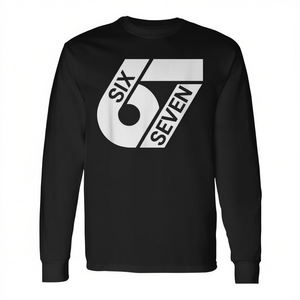 Camiseta de Manga Larga Six Seven Negra con Diseño Gráfico, Prenda Unisex - Product Image 2