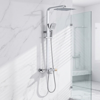 Colonne de douche carrée chromée KTW Standard à 3 fonctions avec design moderne et options de personnalisation