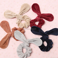 Bandeau personnalisé avec logo, en flanelle douce torsadée, en polaire corail, avec oreilles de lapin en peluche, réutilisable, antidérapant, coloré, tendance, taille unique