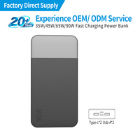 Fabricante OEM ODM, Batería Externa Portátil Personalizada con Logotipo, 35W 45W 65W 90W 10000mAh 20000mAh, Carga Rápida
