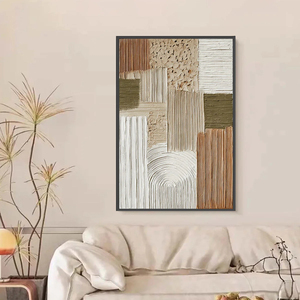 Strata Textured Abstract Neutral Oil <b>Painting</b> Modern Wall Art Canvas Print With <b>Frame</b> Minimalist Style Indoor Decor - Product Image 1