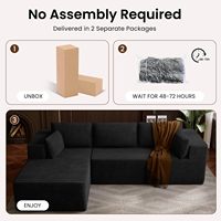 Conjunto Modular de Sofá Seccional de Tela con Reposabrazos Arqueados, 3 Cojines de Respaldo y 2 Cojines Decorativos para Sala de Estar