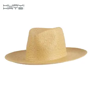 2023 Huayi marca all'ingrosso donne estate grandi cappelli di paglia cappelli da sole a tesa larga per la spiaggia