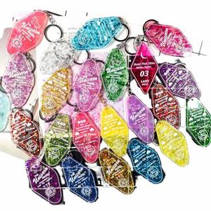 <b>Custom</b> logo Promotional Blank Plastic Retro Vintage Motel Hotel Room <b>Keychain</b> - Product Image 1