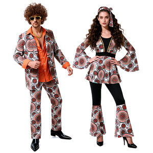 <span class=keywords><strong>Disfraz</strong></span> de Discoteca de los 70 para Hombres, Mujeres y Parejas, Pantalones Anchos con Estampado Psicodélico, Atuendo Retro Hippie para Festivales y Actuaciones en Escenario - Product Image 3