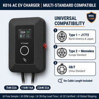 Chargeur de véhicule électrique AC extérieur résistant aux intempéries IP54 22kW 32A Wallbox Type2 GB/T -30 ° C~60 ° Station de recharge pour voitures électriques toutes saisons