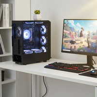 Boîtier PC Full Tower Pcooling avec panneaux latéraux en verre trempé, éclairage RGB, ports USB 3.0 pour ordinateur de jeu, design à haut débit d'air