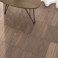 Parquet en bois d'ingénierie en noyer noir américain, motif lanterne, brossé, pour maisons de luxe et salles d'exposition