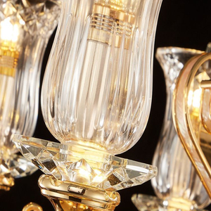 Lámpara de Techo Colgante de Cristal con Borlas, Decoración para Salón, Lámpara de Techo Dúplex para Techos Altos, Araña de Cristal con Forma de Tulipán - Product Image 6