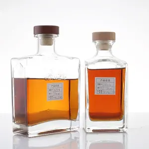 250ml 375ml 500ml 750ml bottiglia di whisky di Vodka trasparente bottiglia di vino vuota bottiglia di vetro di liquori sfusi all'ingrosso all'ingrosso