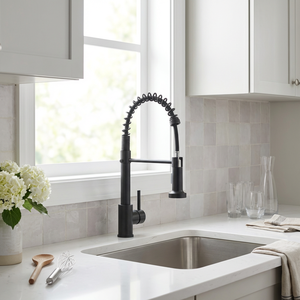 Tidjune <span class=keywords><strong>Grifo</strong></span> De Cocina Comercial de Latón Negro Monomando con Rociador Extraíble y Muelle para Fregadero - Product Image 5