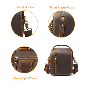 Sac bandoulière vintage Crazy Horse en cuir véritable pour hommes, ceinture de taille, sac banane, sac à bandoulière - Product Image 3