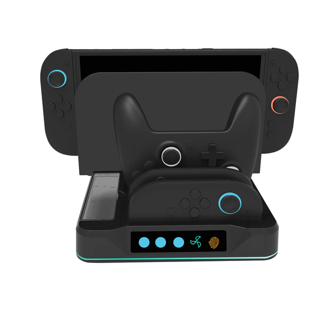NS2-529 Led Charging Dock for Switch2 Game Console Cooling Fan Charger Stand Station for Switch 2 Joy Cons Pro Controller