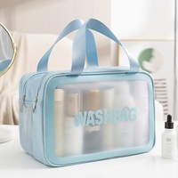 Logo personnalisé petit étui à cosmétiques de voyage avec fermeture éclair givrée PVC imperméable dames laver articles de toilette noir rose blanc pour le maquillage