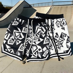 Men Active Wear Print Knee 5 Inch Inseam Custom Sublimation Streetwear Double <b>Layer</b> Basketball Mesh Shorts Manufacturer - Product Image 1