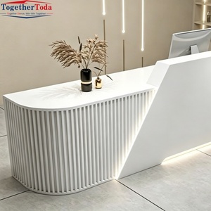 Mostrador de Recepción Curvo con Iluminación LED, Moderno, para Salón de Belleza, Peluquería, Spa, Hotel, Tamaño Personalizado - Product Image 5