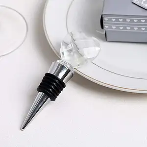 Custom Fashion Luxury Wedding Gift White Wine Bottle Stopper Heart Wine Bottle Glass Stopper For Wedding Bar Holiday Party