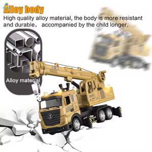 Xe cần cẩu điều khiển từ xa bằng hợp kim, có đèn & nhạc, mô hình xe đúc kim loại, đồ chơi có âm thanh dành cho bé trai (bao gồm pin) - Product Image 5