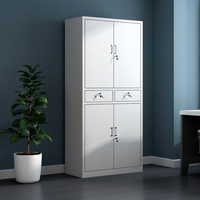 Armoire de classement de bureau moderne et minimaliste en acier épaissi, à profil bas, réglable et verrouillable, avec porte vitrée, type divisé