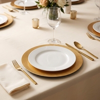 Assiette de présentation décorative en plastique, assiette de dîner décorative, pour hôtel, banquet, mariage, dorée