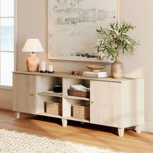 ISO9001 Factory Wholesale Simple Design TV <b>Cabinet</b> with Solid Wood Legs, Living Room Furniture Unit in Light Oak Color - Product Image 2