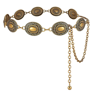Cinturón Western Concho para Mujer, Cadena Dorada, Estilo Vaquero Bohemio para Vestidos, Jeans y Conciertos <span class=keywords><strong>Country</strong></span> - Product Image 1