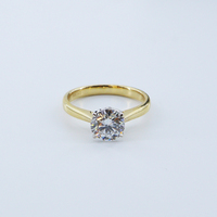 Bague solitaire en or jaune massif gravable sur mesure Madonna, avec diamant, simple, pour femme, pour demande en mariage ou mariage