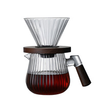 Théière en verre borosilicate haut de gamme faite à la main avec infuseur amovible et poignée en bois – Ensemble café et thé écologique