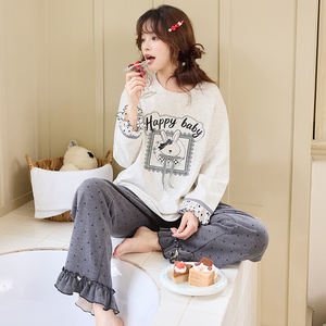 Set di indumenti da notte autunno e inverno in velluto tedesco <span class=keywords><strong>pigiama</strong></span> carino cartone animato da <span class=keywords><strong>donna</strong></span> dolce caldo Cashmere AB può indossare il <span class=keywords><strong>pigiama</strong></span> - Product Image 3