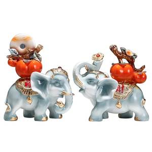 Tout le meilleur ornement d'éléphant chanceux, une paire de nouvelle entrée de style chinois, meuble TV de salon, décoration de bureau - Product Image 5